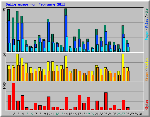 Daily usage for February 2011