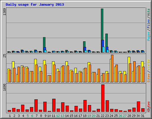 Daily usage for January 2013