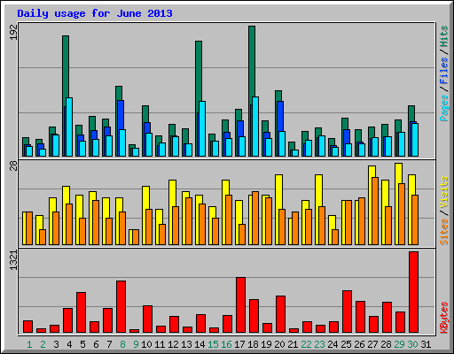 Daily usage for June 2013