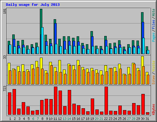 Daily usage for July 2013