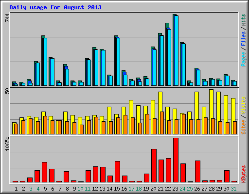 Daily usage for August 2013