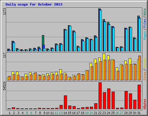 Daily usage for October 2013