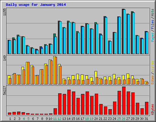 Daily usage for January 2014