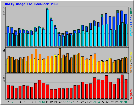 Daily usage for December 2023