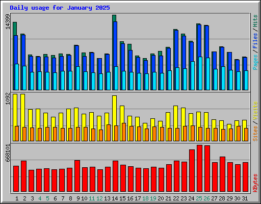 Daily usage for January 2025