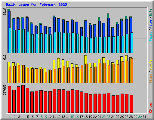 Daily usage for February 2025