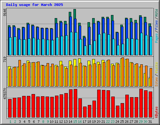 Daily usage for March 2025