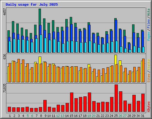 Daily usage for July 2025