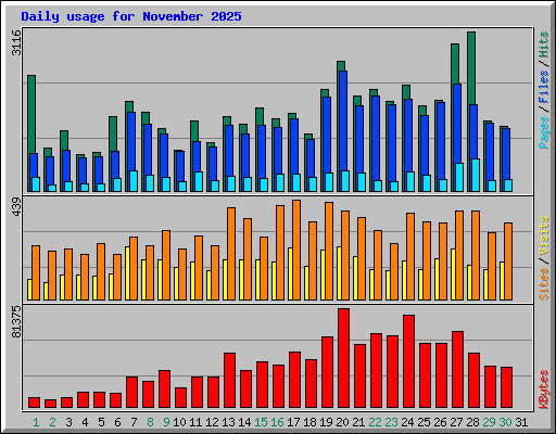 Daily usage for November 2025